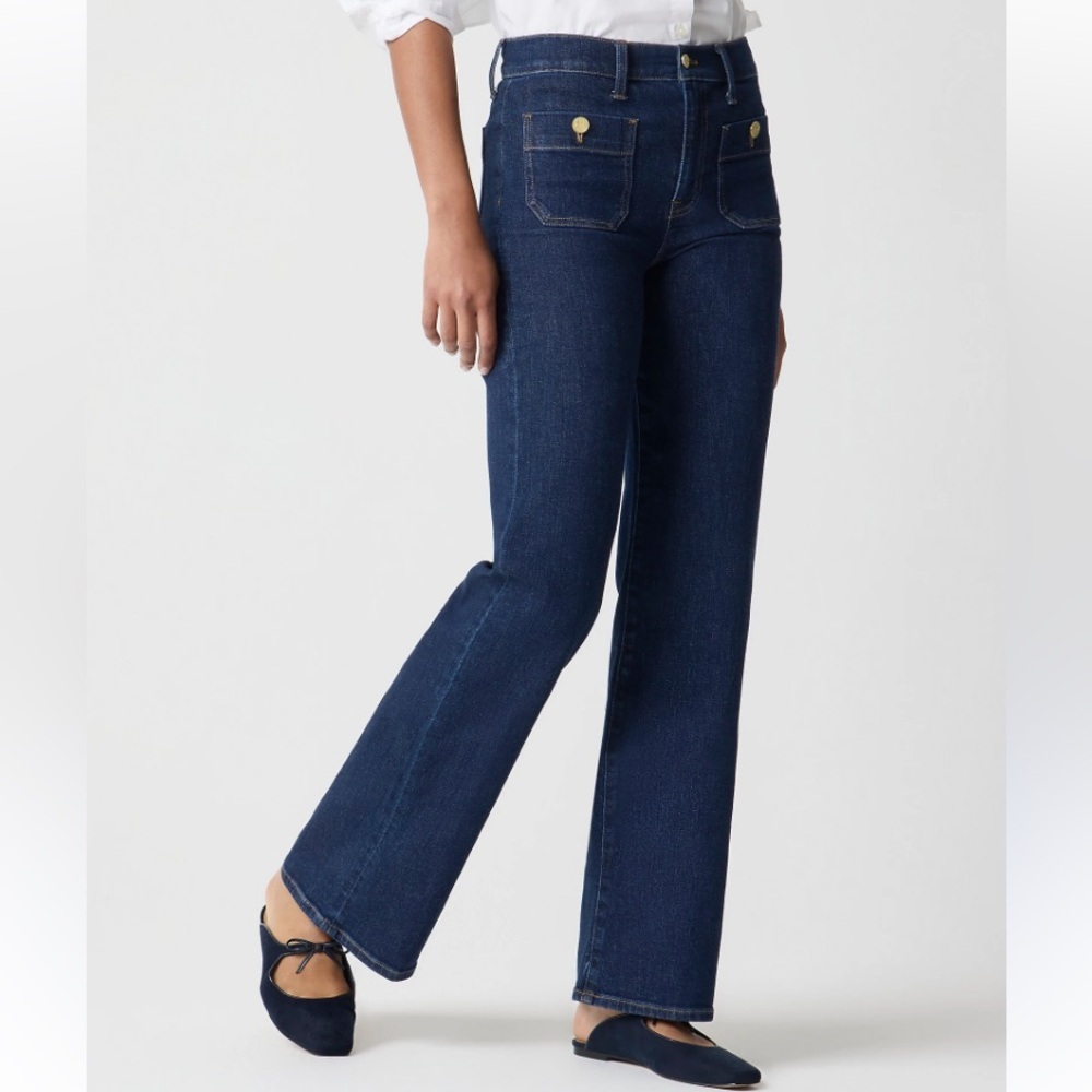 NWT J Crew Factory Slim wide leg sailor jean Dark stretch Denim Size 32 Nautical